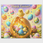 Title whimsical Easter bunny and colourful egg pat Cadeaupapier (Vlak)