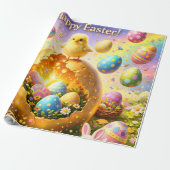 Title whimsical Easter bunny and colourful egg pat Cadeaupapier (Uitgerold)