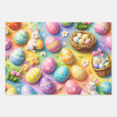 Title whimsical Easter bunny and colourful egg pat Inpakpapier Vel (Voorkant)
