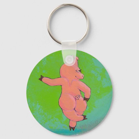 Titled: Elusive Irish Dancing Pig Sleutelhanger (Voorkant)
