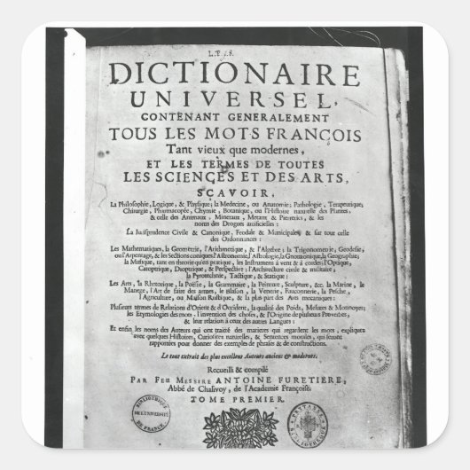 Titlepage "Dictionnaire Universel" door Vierkante Sticker (Voorkant)