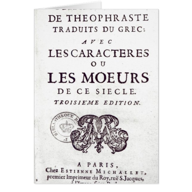 Titlepage "Les Caracteres de Theophraste (Voorkant)
