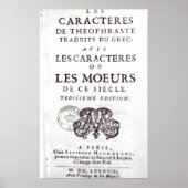 Titlepage "Les Caracteres de Theophraste Poster (Voorkant)