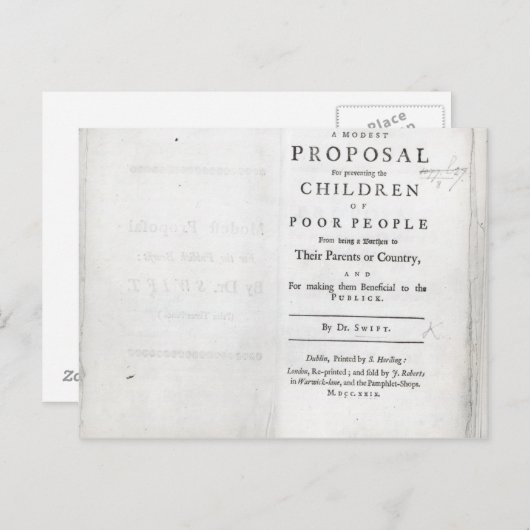 Titlepage naar "A Modest proposal" Briefkaart (Voorkant / Achterkant)