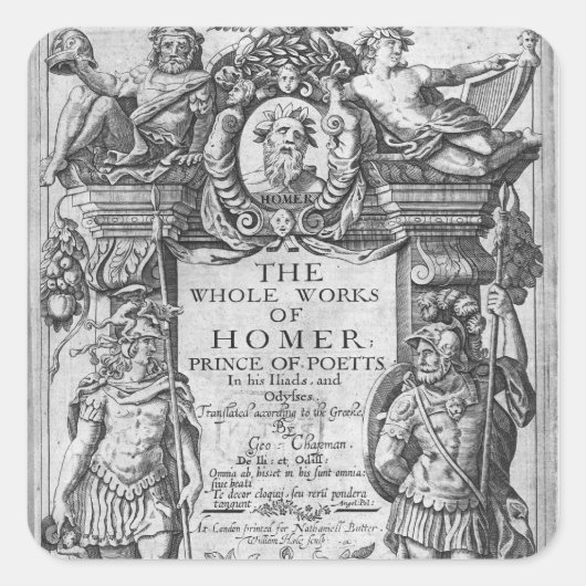 Titlepage naar 'The Whole Works of Homer' Vierkante Sticker (Voorkant)