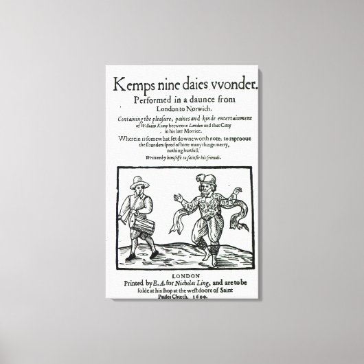 Titlepage naar William Kemp's Canvas Afdruk (Voorkant)