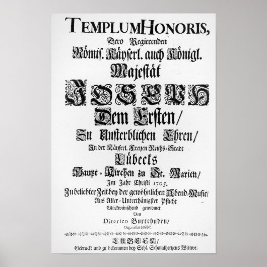 Titlepage of Abendmusik, 1705 Poster (Voorkant)