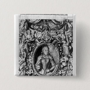 Titlepage of the Bishop's Bible, pub. 1568 Vierkante Button 5,1 Cm