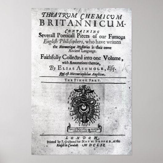 Titlepage "Theatrum Chemicum Britannicum" Poster (Voorkant)
