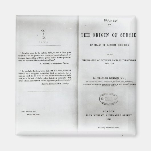 Titlepage to "On the Origin of Specin" Magneet (Voorkant)