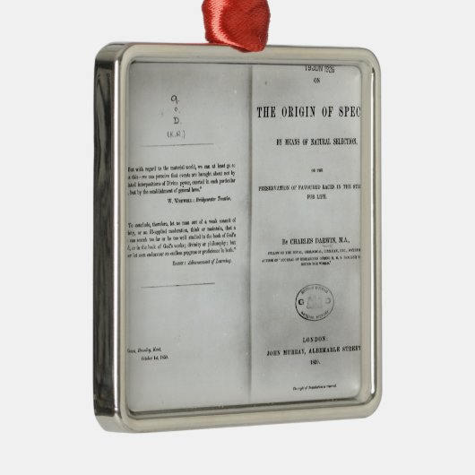 Titlepage to "On the Origin of Specin" Metalen Ornament (Rechts)