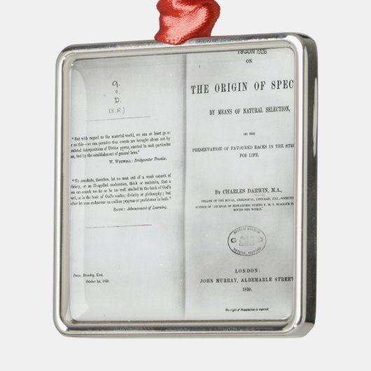 Titlepage to "On the Origin of Specin" Metalen Ornament (Links)