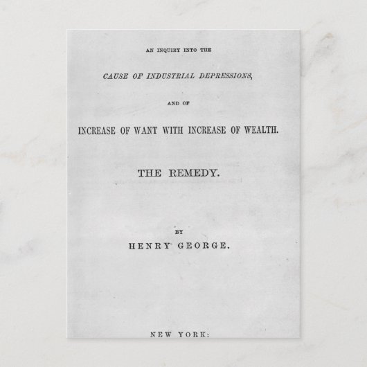 Titlepage to "Progress and Poverty" Briefkaart (Voorkant)
