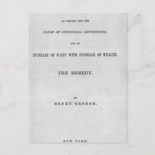 Titlepage to "Progress and Poverty" Briefkaart