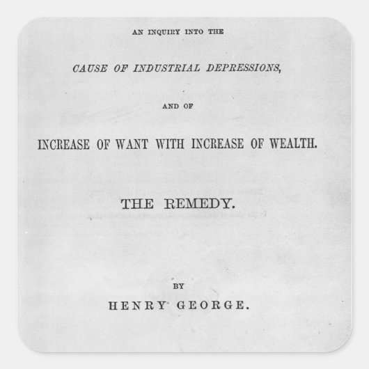 Titlepage to "Progress and Poverty" Vierkante Sticker (Voorkant)