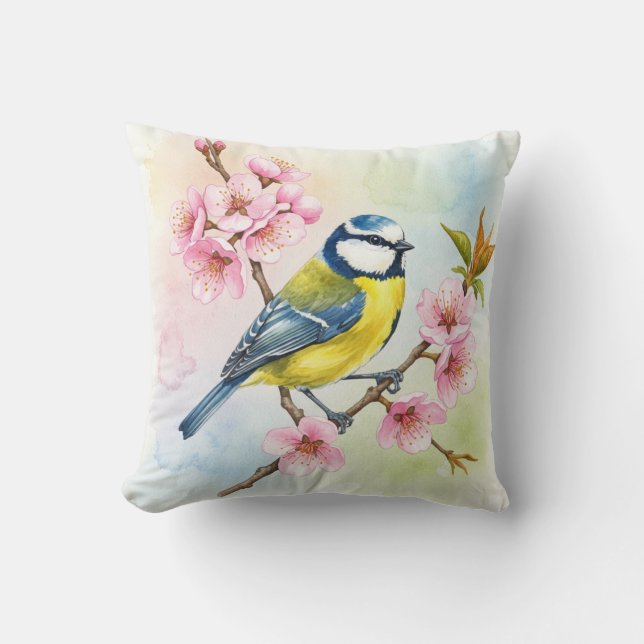 Titmouse Sakura Pillow Kussen (Voorkant)
