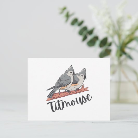 Titmouse Tufted Titmice Cute Bird Gift Briefkaart (Staand voorkant)