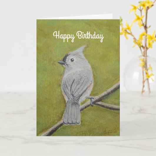 Titmuis in Soft Pastel  Kaart (Gele Bloem)