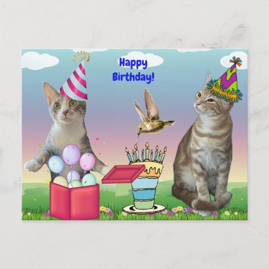 Tito en Taz Birthday Cats Briefkaart (Voorkant)