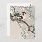 Tits op Cherry Branch - Ohara Koson - kunst Briefkaart (Voorkant / Achterkant)