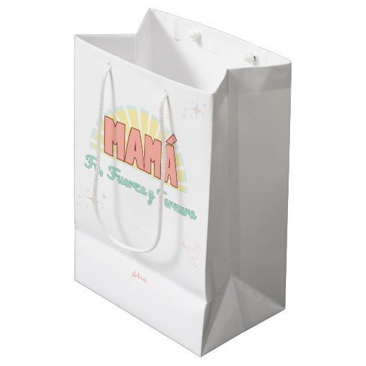 Título: Faith, Strength & Tenderness Mother's Day Medium Cadeauzakje (Voorkant Gekanteld)