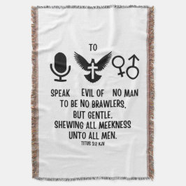 Titus 3:2 KJV Bijbel Verse Quote Deken