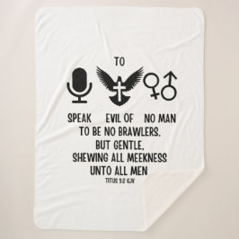 Titus 3:2 KJV Bijbel Verse Quote Sherpa Deken