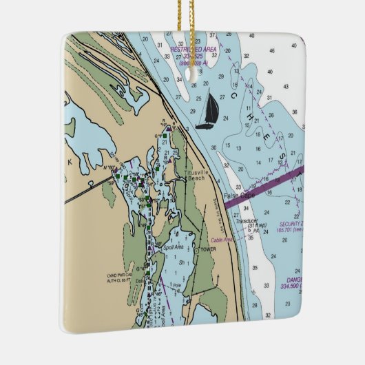 Titusville Beach Florida Chart Keramisch Ornament (Rechts)