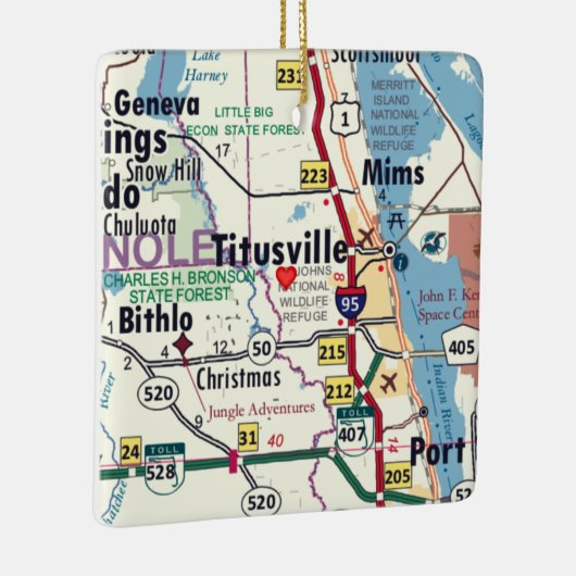 Titusville Florida Map Keramisch Ornament (Rechts)