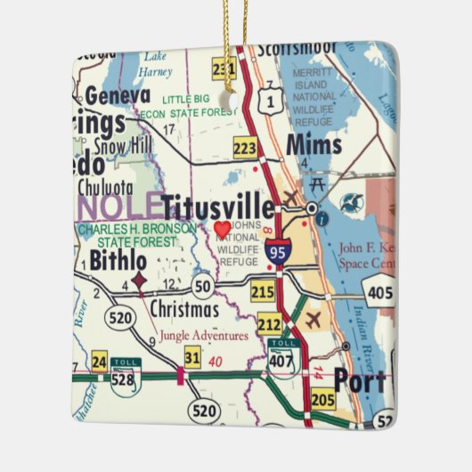 Titusville Florida Map Keramisch Ornament (Links)