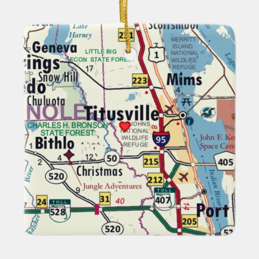 Titusville Florida Map Keramisch Ornament (Voorkant)