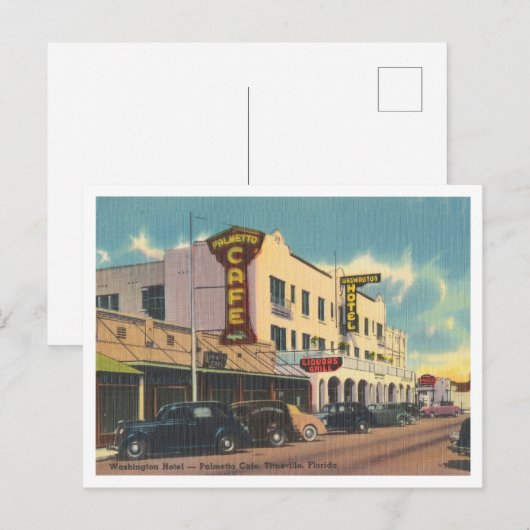 Titusville, Florida  straatbeeld jaren '40 Briefkaart (Voorkant / Achterkant)