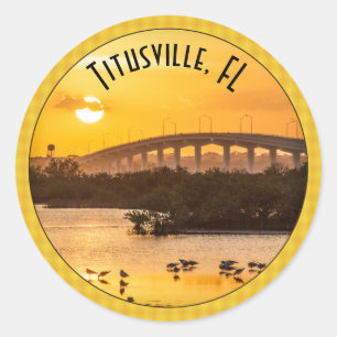Titusville, Florida Sunset Travel Photography Ronde Sticker