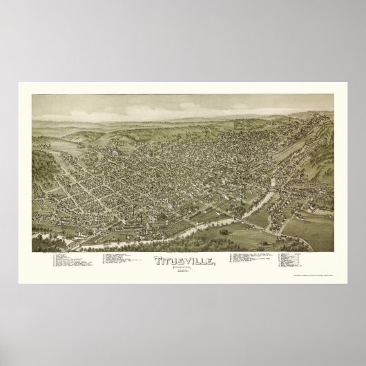 Titusville, PA Panoramic Map - 1895 Poster (Voorkant)