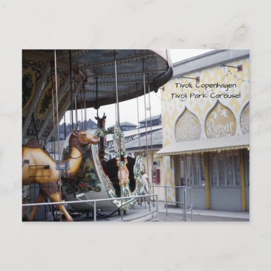 Tivoli Park Vintage van Kopenhagen Carrousel 1940 Briefkaart (Voorkant)