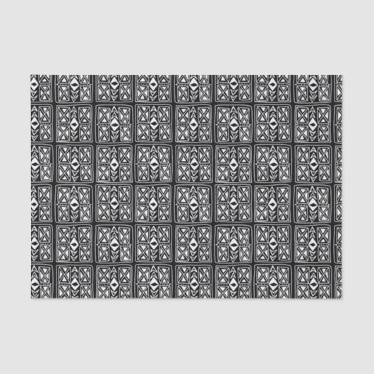 Tivoli Tegel Black White Pattern Tissuepapier (Voorkant)