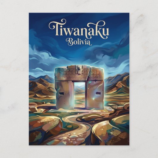 Tiwanaku Bolivia Briefkaart (Voorkant)