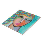 Tizzy Origineel Abstract Portret van een Vrouw Tegeltje (Zijkant)