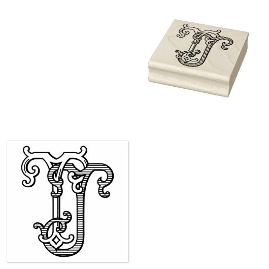 TJ Monogram JT Monogram Rubber Ink Stamp Rubberstempel (Gestempeld)