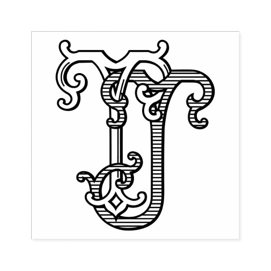 TJ Monogram JT Monogram Rubber Ink Stamp Rubberstempel (Afrduk)