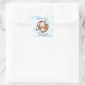Tjonge Waterverf Teddy Bear Dank je Baby shower Vierkante Sticker (Tas)
