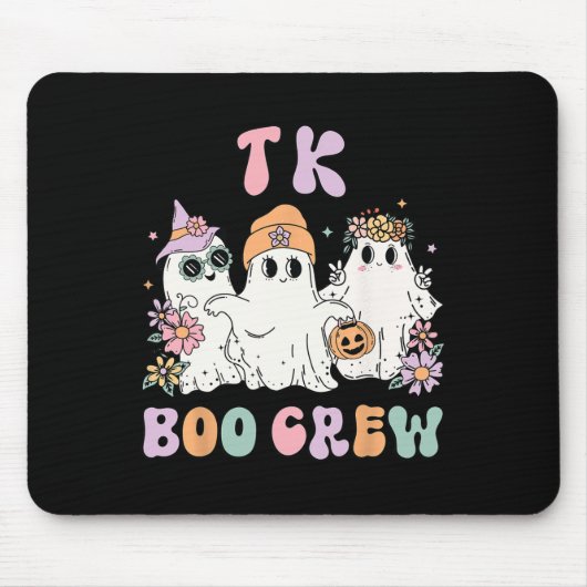 TK Boo Crew Retro Groovy Halloween Floral Ghost TK Muismat (Voorkant)