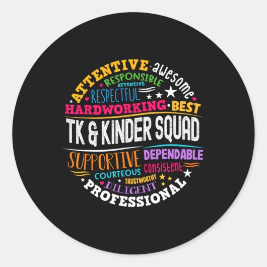 TK en Kinder Squad Overgangslessen Ronde Sticker (Voorkant)