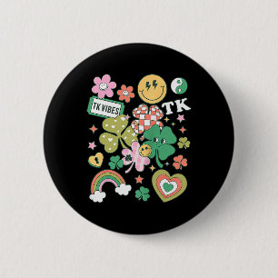 Tk Vibes Retro Onderwijzer St Patricks Day Shamroc Ronde Button 5,7 Cm