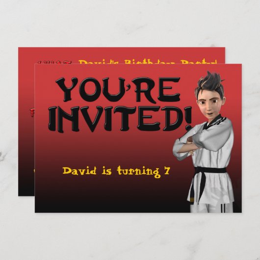 TKD Boy Uitnodiging (Voorkant / Achterkant)
