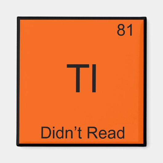 TL;DR Chemie Element Symbool Grappig TLDR Magneet (Voorkant)