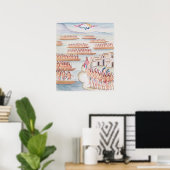 Tlatelolco en de lagune poster (Thuiskantoor)