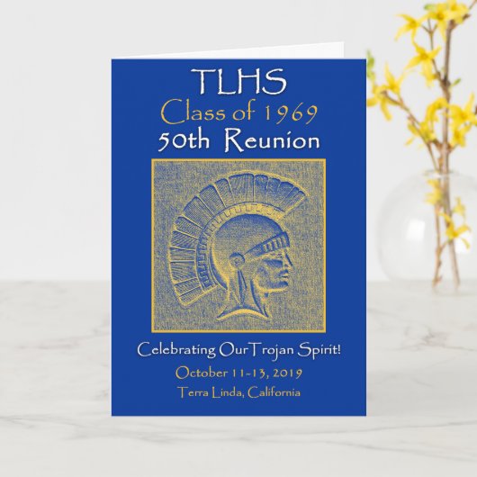 TLHS Class of 1969 Trojan Spirit 50th Reunion Kaart (Gele Bloem)