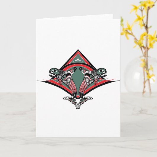 Tlingit Killer Whale & Eagle Kaart (Gele Bloem)