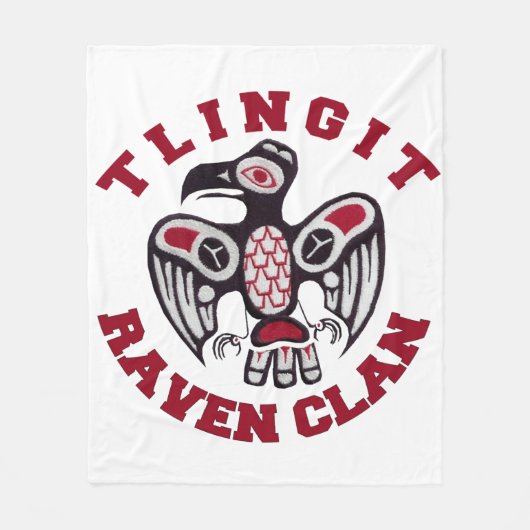 Tlingit Raven Clan 50-inch x60-inch tapijtschelp Fleece Deken (Voorkant)